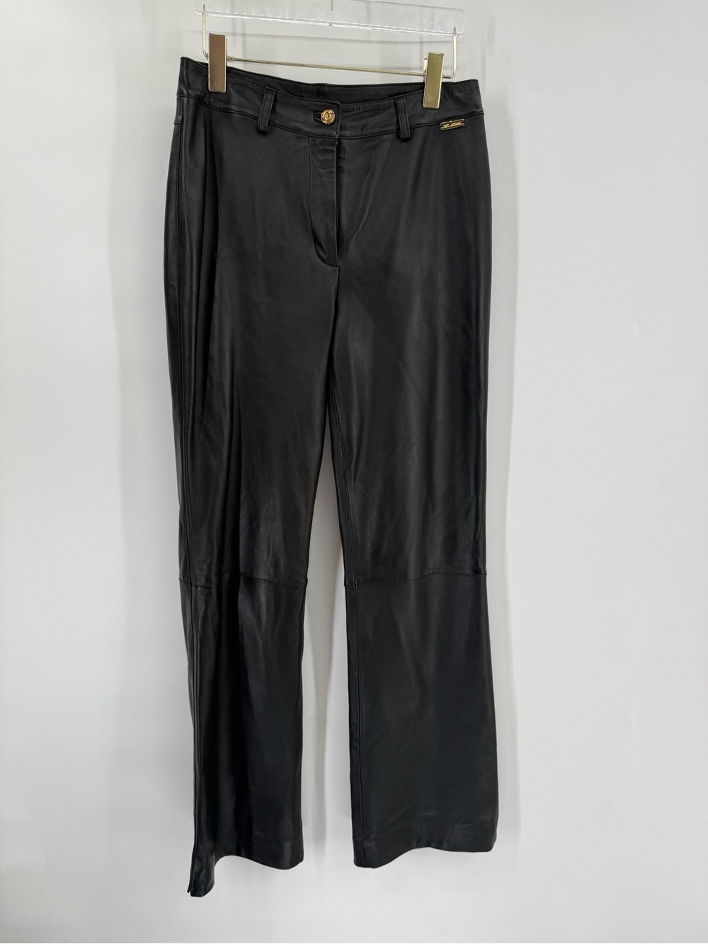 St John Sport by‎ Marie Gray Black Leather Pants size 8